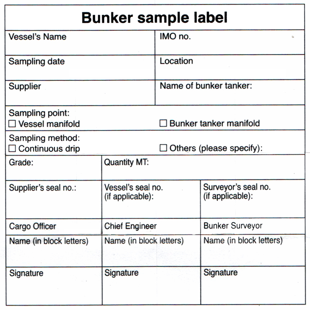 Bunker Sample Label