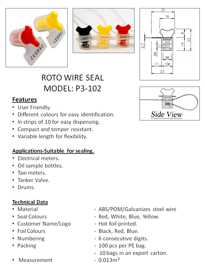 ROTO WIRE SEAL - MODEL: P3-102